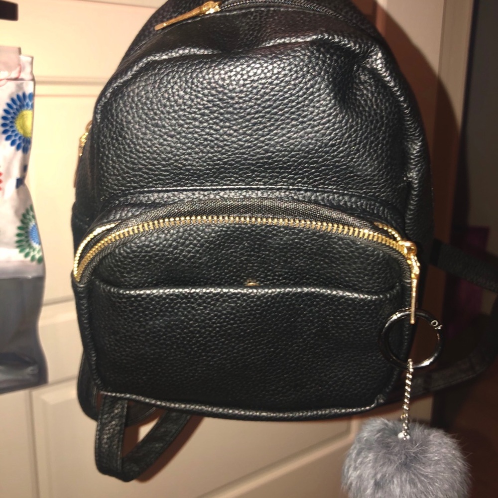 black leather mini backpack